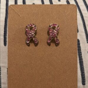 Source Unknown Pink Ribbon Earrings